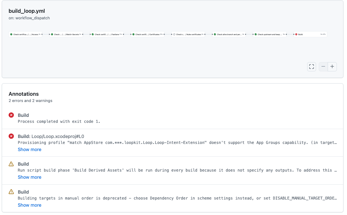 graphic with an example build error