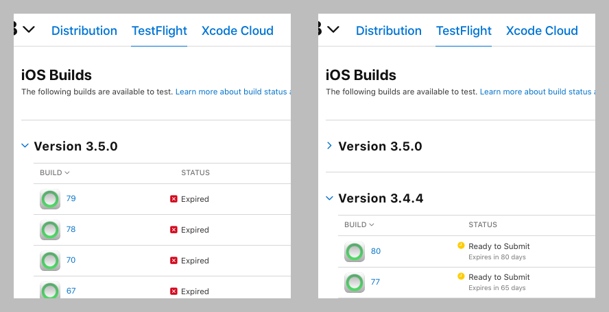 expire builds with higher version numbers