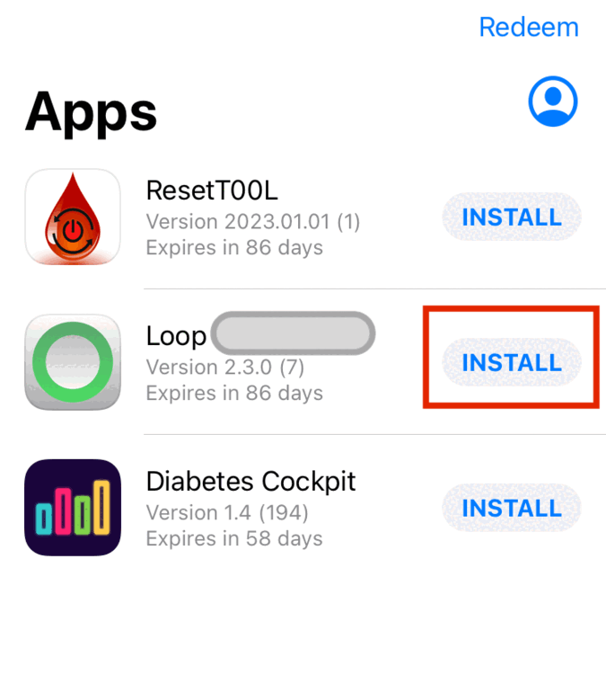 install Loop from TestFlight