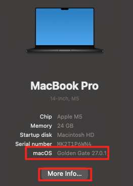 image showing macOS and system details