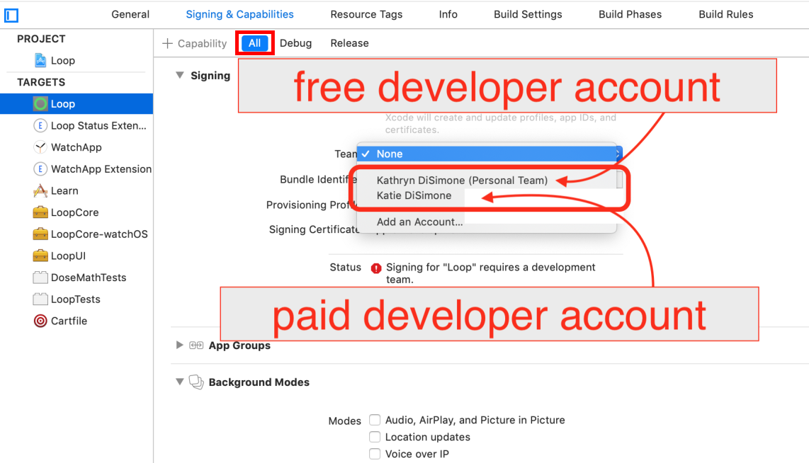 zoom of region where user selects signing team