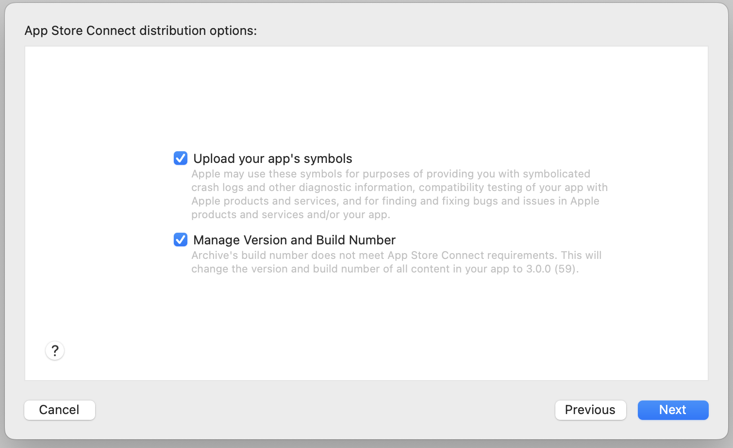 Distribution options page