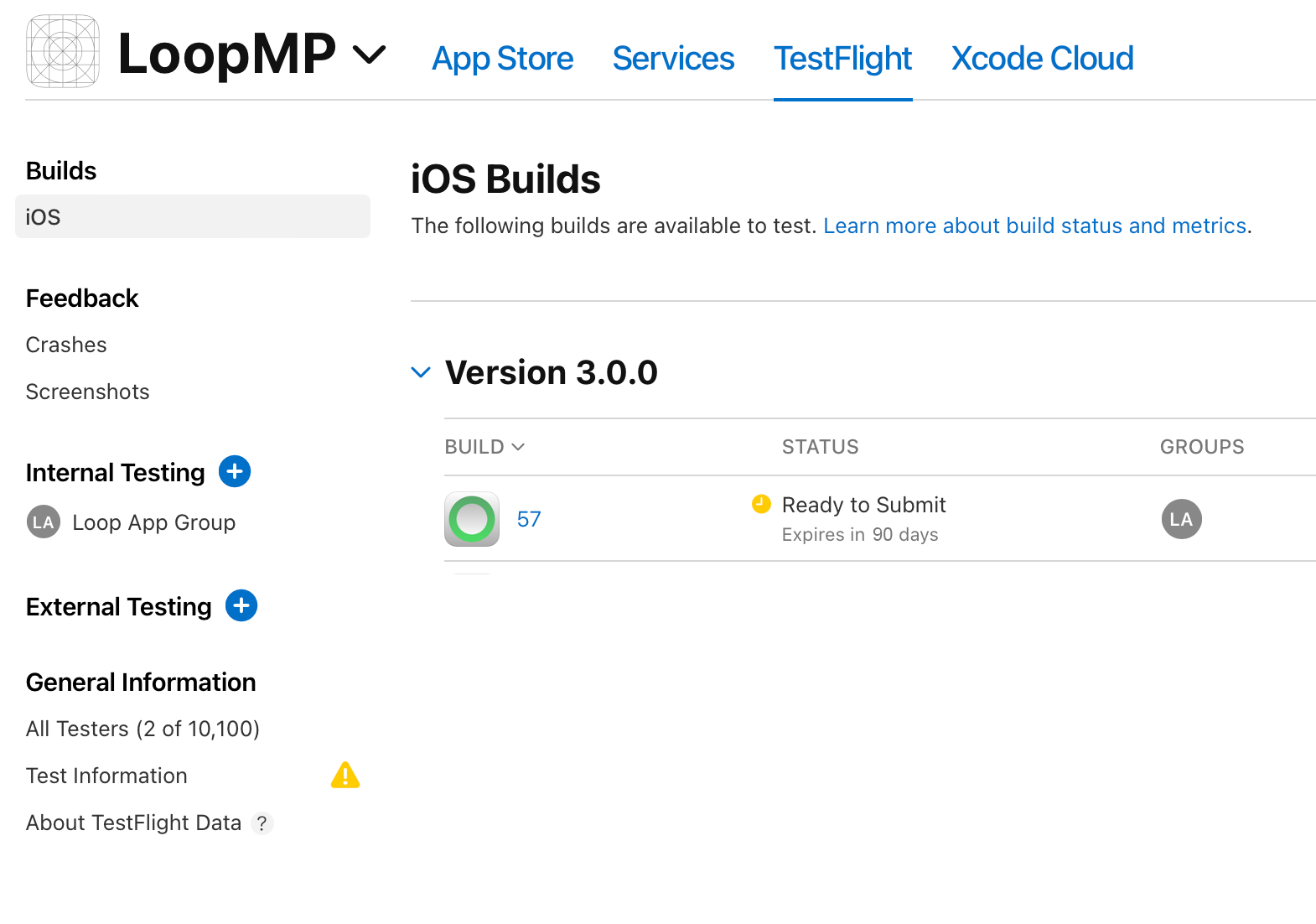 App Store TestFlight page