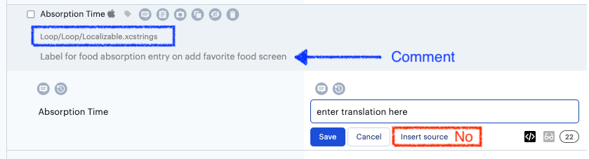 initial translation screen on lokalise
