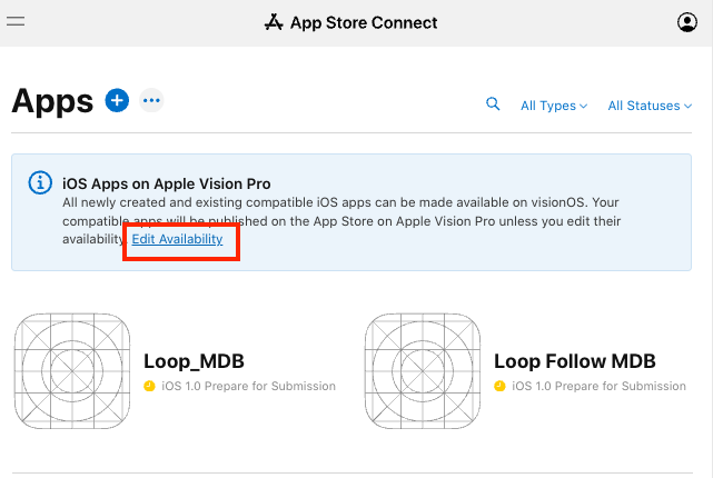 Edit Availability for Apple Vision Pro
