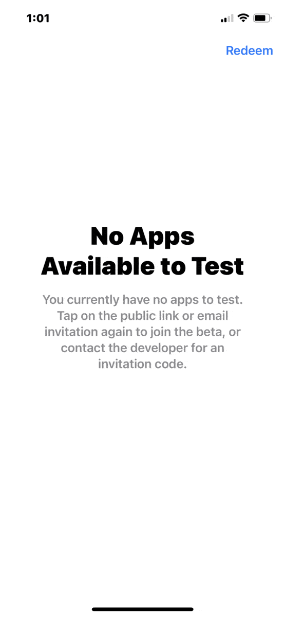 redeem the code from email in testflight