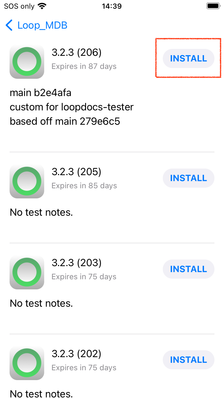 choose build from TestFlight that has test details