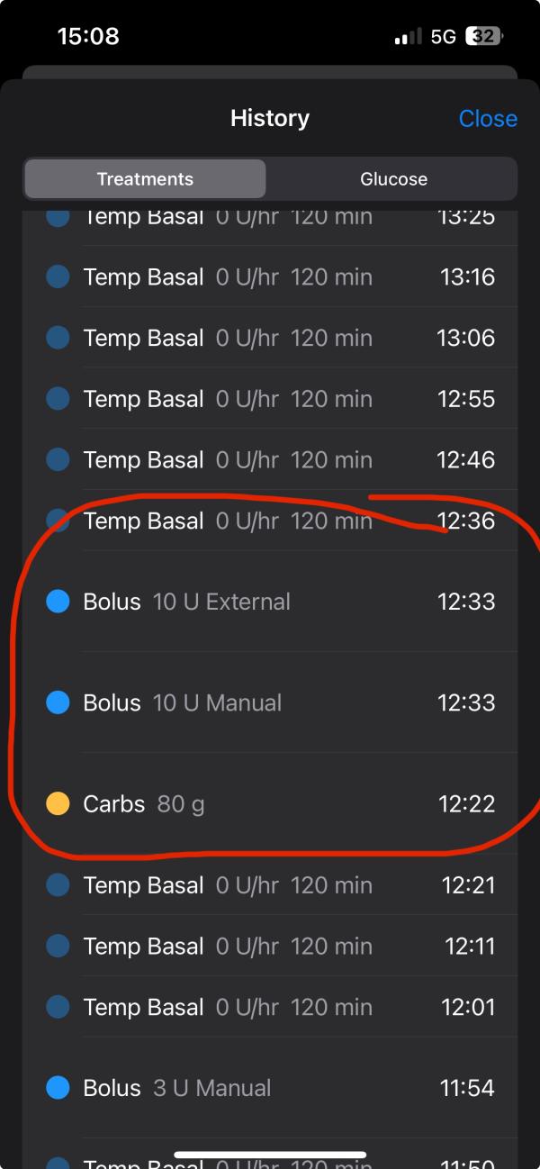 Dana double insulin entries